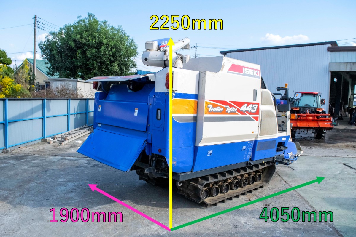 SOLD OUT】イセキ コンバイン 4条刈 HF443G 43馬力 グレンタンク 販売 オーガ 水平 デバイダ 結束機 現状販売 細部未確認【農機具で っく】【広島】【コンバイン】